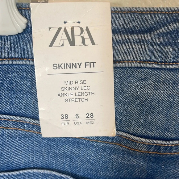Zara Women's Mid Rise Skinny Fit Stretch Ankle Jeans size 6 - Picture 4 of 6